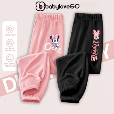 Quần dài bé gái BabyloveGO Disney Jogger thun co giãn ấm áp thu đông 109k