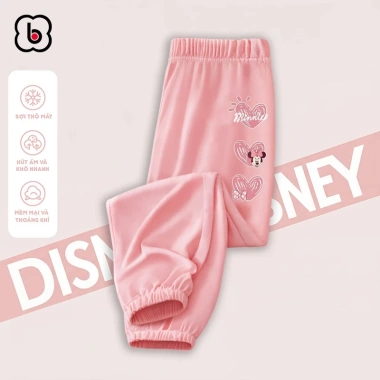 Quần dài bé gái BabyloveGO Disney Jogger thun co giãn ấm áp thu đông 109k