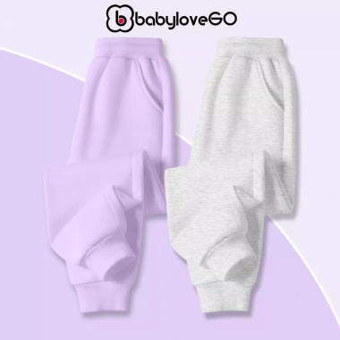Quần dài bé gái BabyloveGO Nỉ thu đông cạp chun bo gấu Hàn Quốc QN005 - 99.000