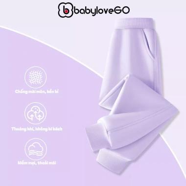 Quần dài bé gái BabyloveGO Nỉ thu đông cạp chun bo gấu Hàn Quốc QN005 - 99.000