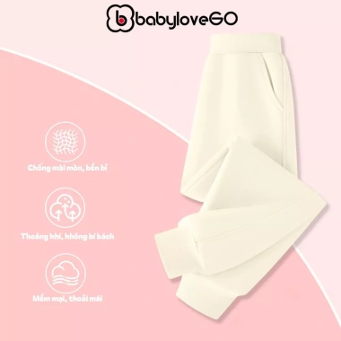 Quần dài bé gái BabyloveGO Nỉ thu đông cạp chun bo gấu Hàn Quốc QN005 - 99.000