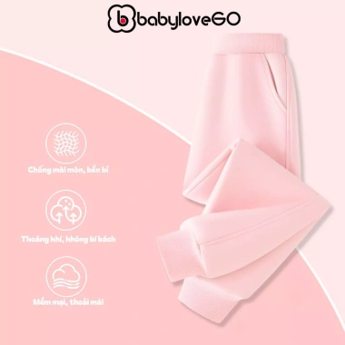 Quần dài bé gái BabyloveGO Nỉ thu đông cạp chun bo gấu Hàn Quốc QN005 - 99.000