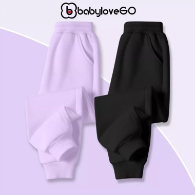 Quần dài bé gái BabyloveGO Nỉ thu đông cạp chun bo gấu Hàn Quốc QN005 - 99.000