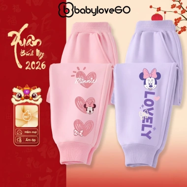 Quần dài bé gái BabyloveGO nỉ thu đông cạp chun bo gấu phong cách Hàn Quốc 159k