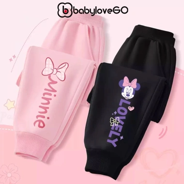 Quần dài bé gái BabyloveGO nỉ thu đông cạp chun bo gấu phong cách Hàn Quốc 159k