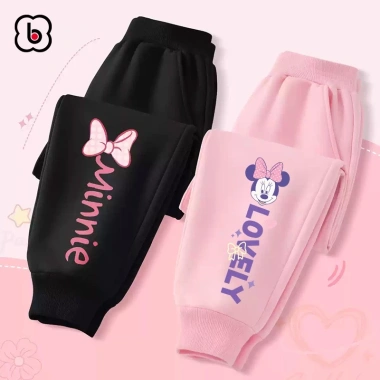 Quần dài bé gái BabyloveGO nỉ thu đông cạp chun bo gấu phong cách Hàn Quốc 159k