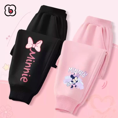 Quần dài bé gái BabyloveGO nỉ thu đông cạp chun bo gấu phong cách Hàn Quốc 159k