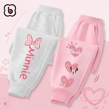 Quần dài bé gái BabyloveGO nỉ thu đông cạp chun bo gấu phong cách Hàn Quốc 159k