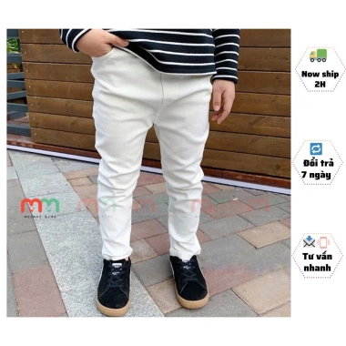 Quần dài bé trai kaki trắng/đen đi tiệc, mềm co dãn, 13‑52kg, giảm giá 195k 2