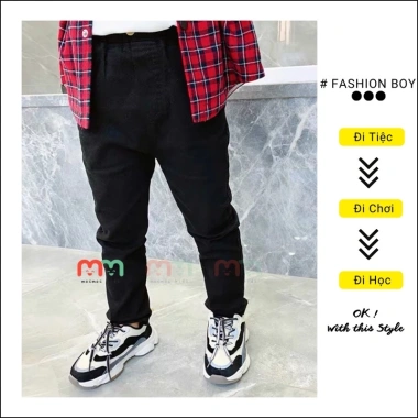 Quần dài bé trai kaki trắng/đen đi tiệc, mềm co dãn, 13‑52kg, giảm giá 195k 5