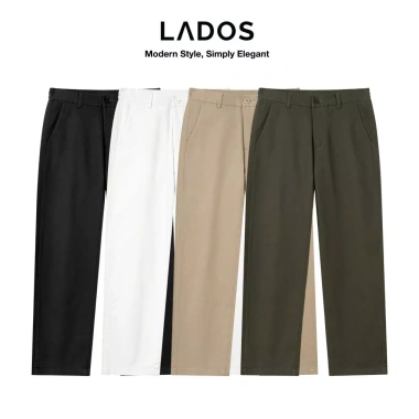 Quần dài kaki nam form suông LADOS 4.196 vải dày dặn màu trơn, basic dễ phối công sở và dạo phố giảm giá 20%