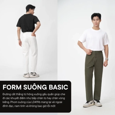 Quần dài kaki nam form suông LADOS 4.196 vải dày dặn màu trơn, basic dễ phối công sở và dạo phố giảm giá 20%