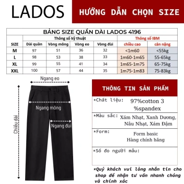 Quần dài kaki nam form suông LADOS 4.196 vải dày dặn màu trơn, basic dễ phối công sở và dạo phố giảm giá 20%