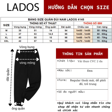 Quần dài lai bo chun LADOS-4.148 CVC interlock - dễ phối - 190.000₫ giảm 53.200₫