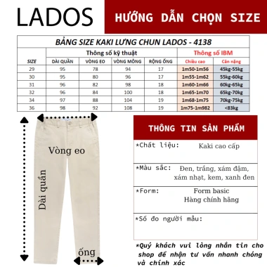 Quần dài nam lưng chun LADOS-4.138 kaki cao cấp Hàn Quốc lịch lãm - giá 262.000đ