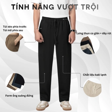 Quần dài nam lưng chun LADOS-4.139 vải kaki lạnh cao cấp, form basic dễ phối phong cách Hàn Quốc - 217k 4