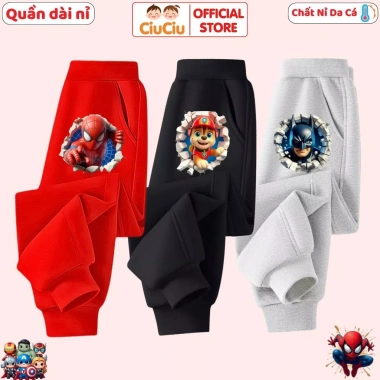 Quần Dài Nỉ Siêu Nhân Người Nhện 3D CIUCIU KID Cạp Chun Bo Gấu Co Dãn Mềm Mịn Ấm 169k 3 Quần Dài Nỉ Siêu Nhân Người Nhện 3D CIUCIU KID Cạp Chun Bo Gấu Co Dãn Mềm Mịn Ấm 169k 3