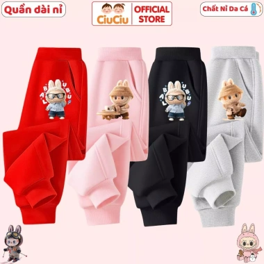 Quần Dài Nỉ Thu Đông Labubu cho Bé Trai và Gái Size 9-35kg - Vải Nỉ Da Cá Mềm Mịn Ấm 169k 2
