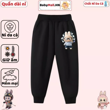 Quần Dài Nỉ Thu Đông Labubu cho Bé Trai và Gái Size 9-35kg - Vải Nỉ Da Cá Mềm Mịn Ấm 169k 5