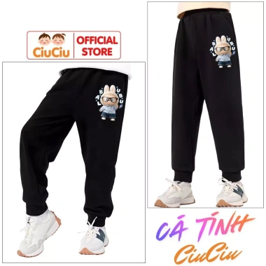 Quần Dài Nỉ Thu Đông Labubu cho Bé Trai và Gái Size 9-35kg - Vải Nỉ Da Cá Mềm Mịn Ấm 169k 6