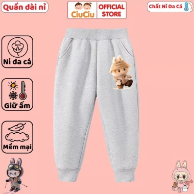 Quần Dài Nỉ Thu Đông Labubu cho Bé Trai và Gái Size 9-35kg - Vải Nỉ Da Cá Mềm Mịn Ấm 169k 7