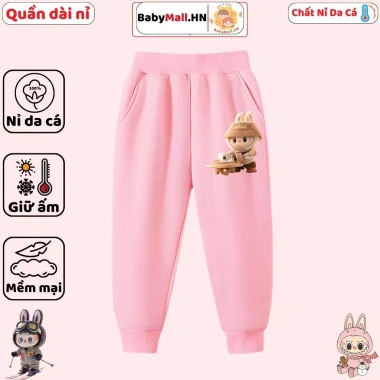 Quần Dài Nỉ Thu Đông Labubu cho Bé Trai và Gái Size 9-35kg - Vải Nỉ Da Cá Mềm Mịn Ấm 169k 8