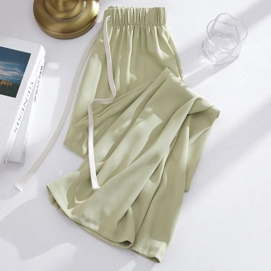 Quần dài nữ Bigsize lưng cao ống rộng cạp chun lụa lạnh mỏng mùa hè phong cách Hàn Quốc - giá chỉ 288.878 VND