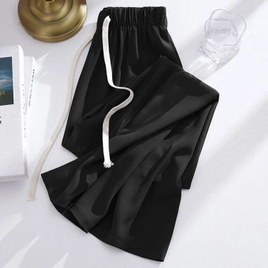 Quần dài nữ Bigsize lưng cao ống rộng cạp chun lụa lạnh mỏng mùa hè phong cách Hàn Quốc - giá chỉ 288.878 VND