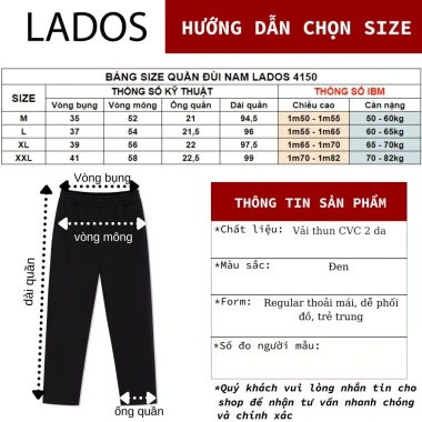 Quần dài ống suông nam LADOS-4.150 CVC 2 da trẻ trung, dễ phối, chỉ 199k giảm từ 246.760