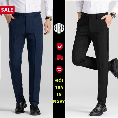 Quần dài Tây Âu Nam công sở, dáng ôm, vải lụa Vinteck không nhăn, màu Avocado, giảm 20%