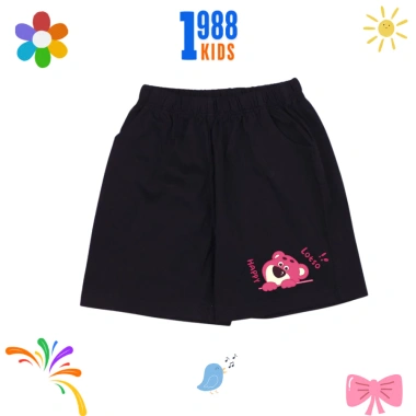 Quần đùi 1.988Kids cotton trơn cho bé 15‑40kg, đa màu, in gấu Lotso & Labubu - giảm còn 84.000₫ 2