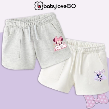 Quần đùi bé gái BabyloveGO short mùa hè co giãn thoáng khí in hình Mickey Mouse 119k