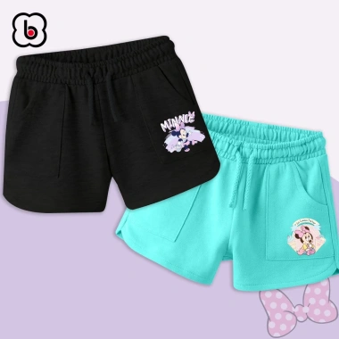 Quần đùi bé gái BabyloveGO short mùa hè co giãn thoáng khí in hình Mickey Mouse 119k