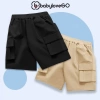 Quần đùi bé trai BabyloveGO kaki đứng form, túi hộp rộng rãi, thoáng mát KK03