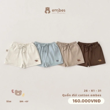 Quần Đùi Cộc Cotton Thêu Hình Mềm Mại Cho Bé Trai Gái 8-18kg Giá 158.400 VND Quần Đùi Cộc Cotton Thêu Hình Mềm Mại Cho Bé Trai Gái 8-18kg Giá 158.400 VND