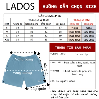 Quần đùi dù nam cao cấp LADOS-14.135 dáng ngắn co giãn nhẹ, chơi tập, 90.000₫ 9