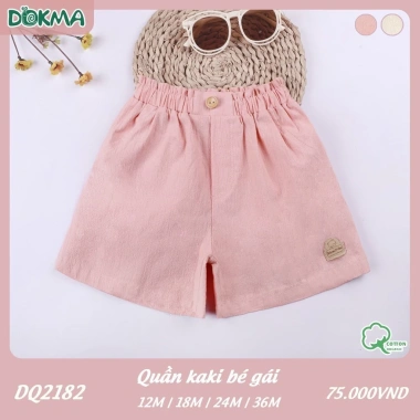 Quần Đùi Kaki Bé Gái Cạp Nhún Bèo Phối Cúc Dokma DQ2.182 - Giá Ưu Đãi 75.000 4