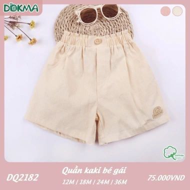 Quần Đùi Kaki Bé Gái Cạp Nhún Bèo Phối Cúc Dokma DQ2.182 - Giá Ưu Đãi 75.000 5