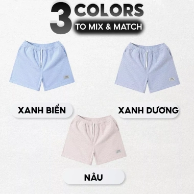 Quần Đùi Kẻ Sọc Nhí Lưng Chun Dây Rút Oxford Cao Cấp - Form Basic Dễ Phối 2