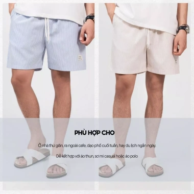 Quần Đùi Kẻ Sọc Nhí Lưng Chun Dây Rút Oxford Cao Cấp - Form Basic Dễ Phối 7
