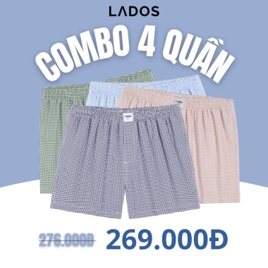 Quần đùi nam LADOS-7.151 chất kate mềm mát, họa tiết caro kháng khuẩn basic