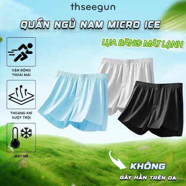 Quần đùi ngủ nam MICRO ICE mát lạnh combo 3, thoáng mát mùa hè, co giãn 145.000₫ 10