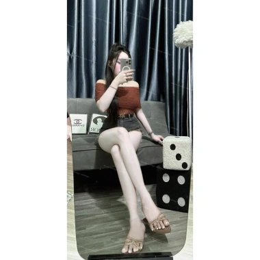Quần đùi short jean nữ cạp cao, thiết kế lai tua rua thời trang MS07 - Giá 129k