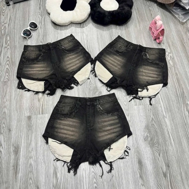 Quần đùi short jean nữ cạp cao, túi tua lộ túi thời trang - Giá chỉ 129.000 VND