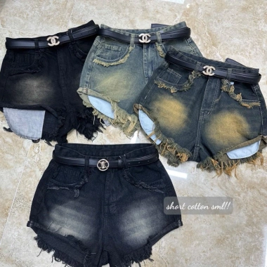 Quần đùi short jean nữ cạp cao, túi tua lộ túi thời trang - Giá chỉ 129.000 VND