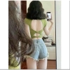 Quần đùi short jean nữ lưng cao rách, đùi lộ túi hack thời trang - Giá chỉ 129k 6
