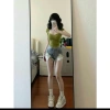 Quần đùi short jean nữ lưng cao rách, đùi lộ túi hack thời trang - Giá chỉ 129k 7
