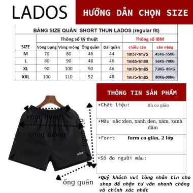 Quần đùi short thể thao nam 2 lớp LADOS 14.089, vải dù thoáng mát, túi dây chun, thích hợp tập gym chạy bộ - Giá 117k 6