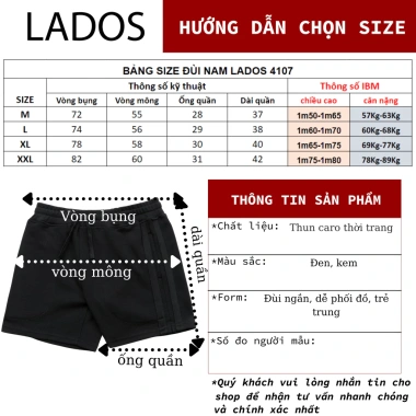 Quần Đùi Short Thun Nam Dây Rút Form Thể Thao LADOS-4.107 Giá 144.000 VNĐ 3