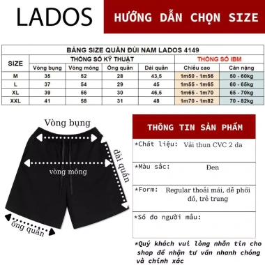 Quần đùi thể thao LADOS-4.149 thun CVC 2 da, form trẻ trung, dễ phối đồ 144k 7